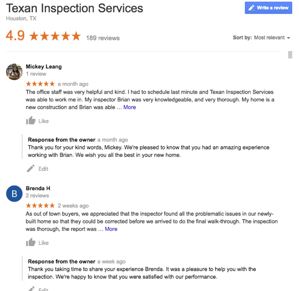 Home Inspection Business Reviews